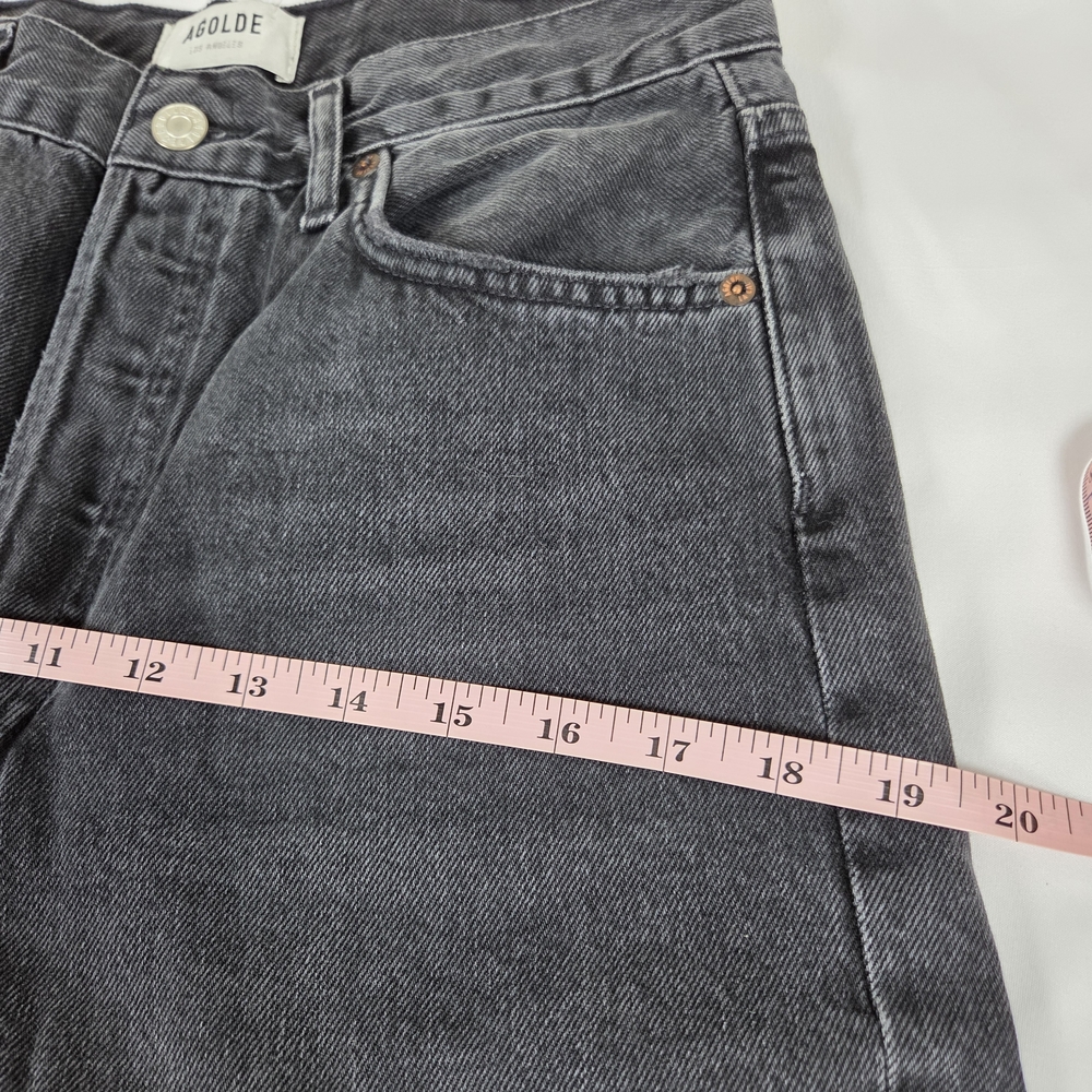 AGOLDE Riley High Rise Straight Crop Jeans Black Button Fly Size 28 - Picture 9 of 14
